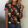 Summer Flower Skull 3D Print T-shirts Women Streetwear
