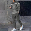Striped Plaid Print Long Sleeve T Shirt Outfits Men's 2-Piece Set Clothing