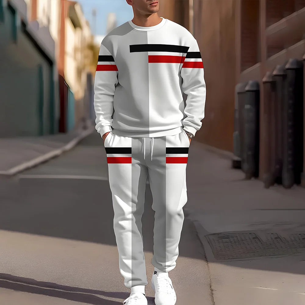 Autumn Men's Long Sleeve Pullover Sweatshirt 2 Piece Outfits