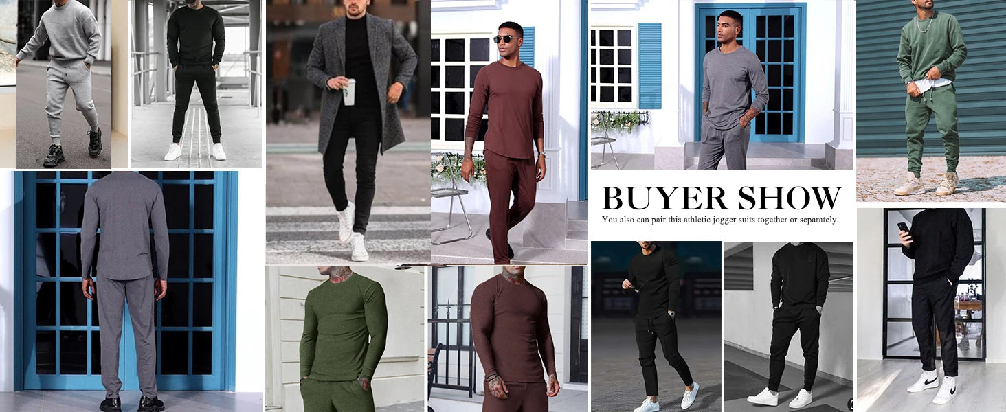 Striped Plaid Print Long Sleeve T Shirt Outfits Men's 2-Piece Set Clothing