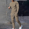 Striped Plaid Print Long Sleeve T Shirt Outfits Men's 2-Piece Set Clothing