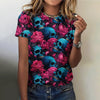 Summer Flower Skull 3D Print T-shirts Women Streetwear