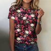 Summer Flower Skull 3D Print T-shirts Women Streetwear