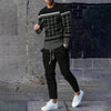 Striped Plaid Print Long Sleeve T Shirt Outfits Men's 2-Piece Set Clothing