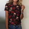Summer Flower Skull 3D Print T-shirts Women Streetwear